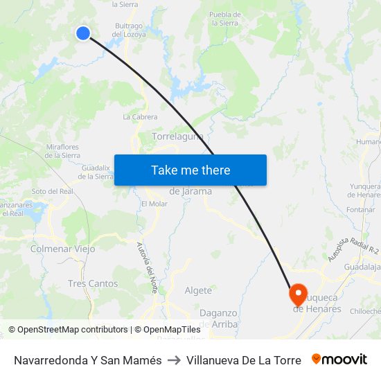 Navarredonda Y San Mamés to Villanueva De La Torre map