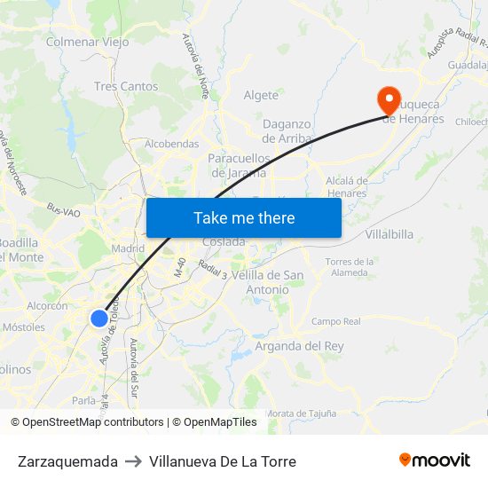 Zarzaquemada to Villanueva De La Torre map