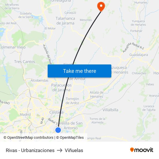 Rivas - Urbanizaciones to Viñuelas map