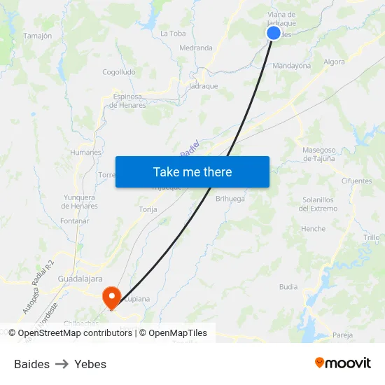 Baides to Yebes map