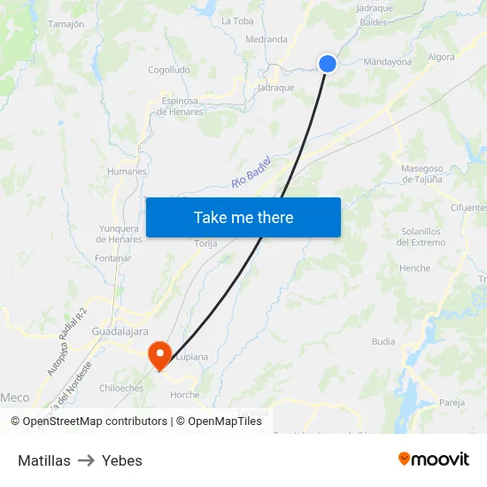 Matillas to Yebes map