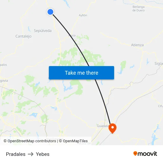 Pradales to Yebes map