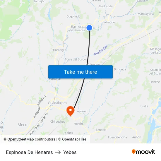 Espinosa De Henares to Yebes map