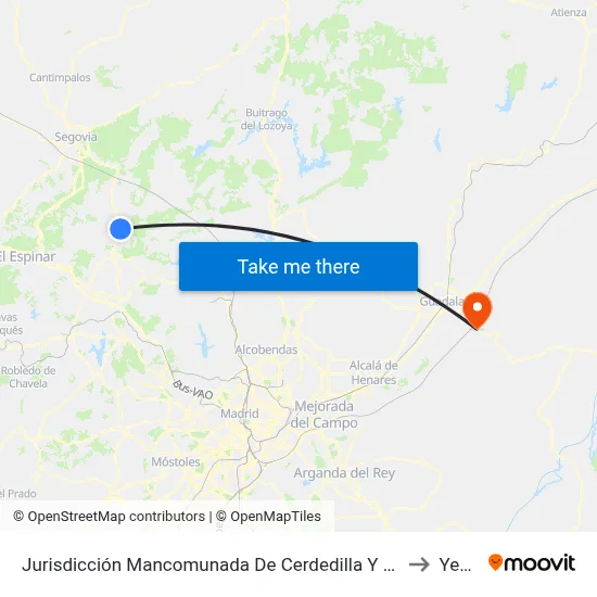 Jurisdicción Mancomunada De Cerdedilla Y Navacerrada to Yebes map