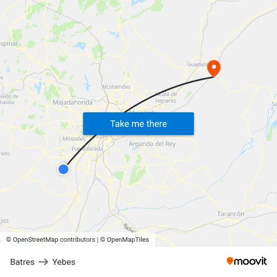 Batres to Yebes map