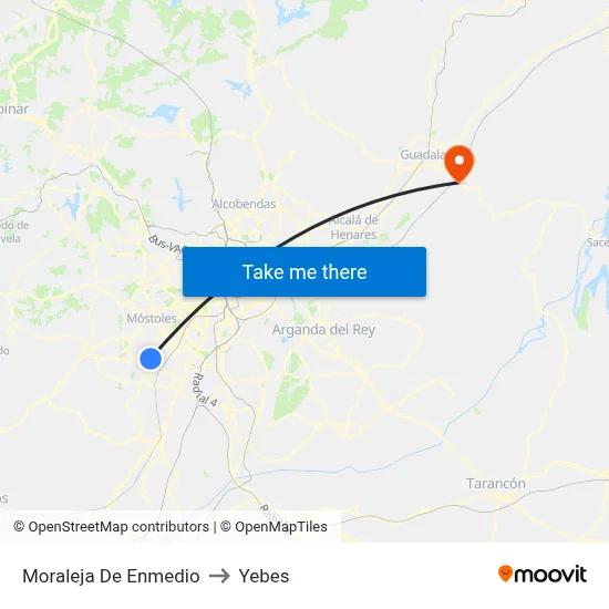 Moraleja De Enmedio to Yebes map