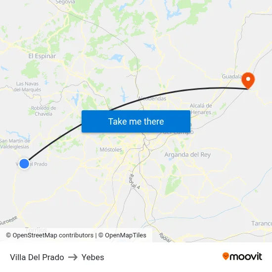 Villa Del Prado to Yebes map