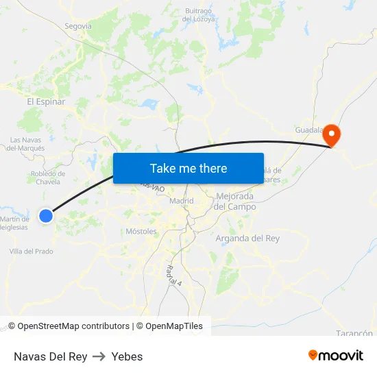 Navas Del Rey to Yebes map