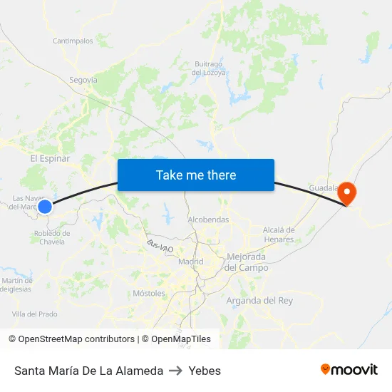 Santa María De La Alameda to Yebes map