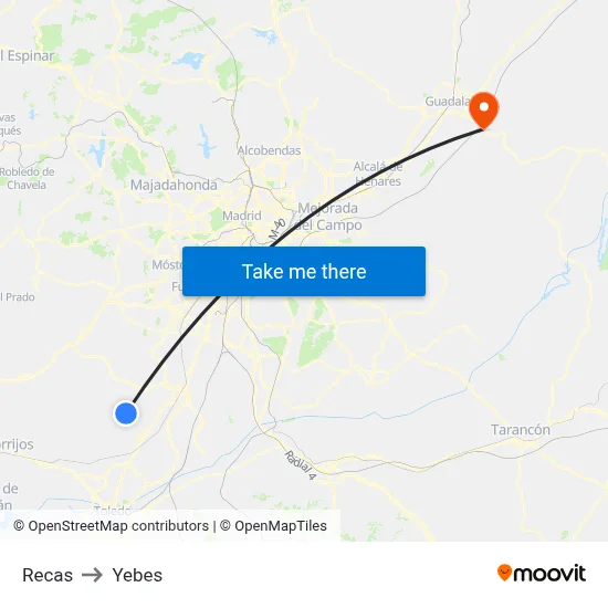 Recas to Yebes map