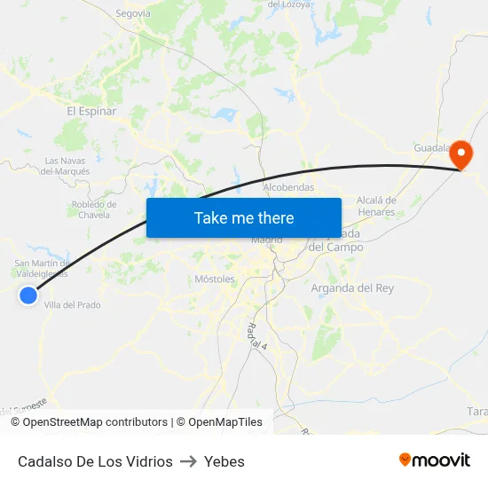 Cadalso De Los Vidrios to Yebes map