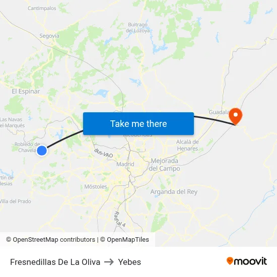 Fresnedillas De La Oliva to Yebes map