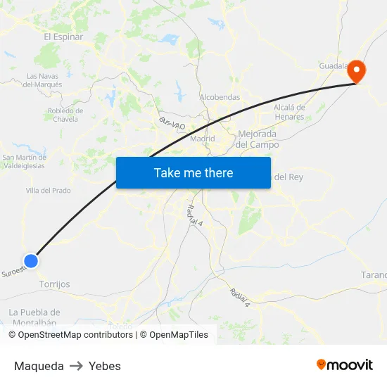 Maqueda to Yebes map