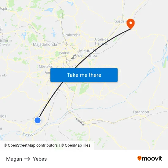 Magán to Yebes map