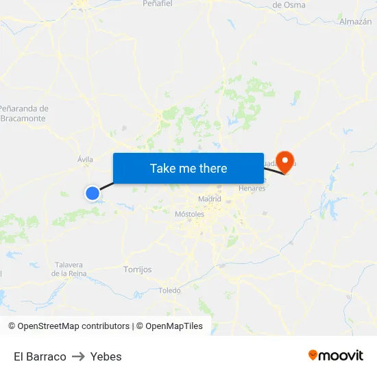 El Barraco to Yebes map