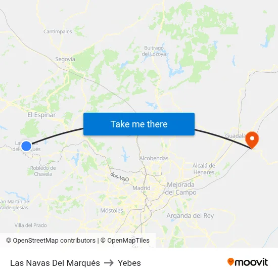 Las Navas Del Marqués to Yebes map