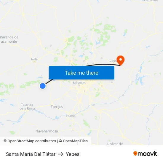 Santa María Del Tiétar to Yebes map