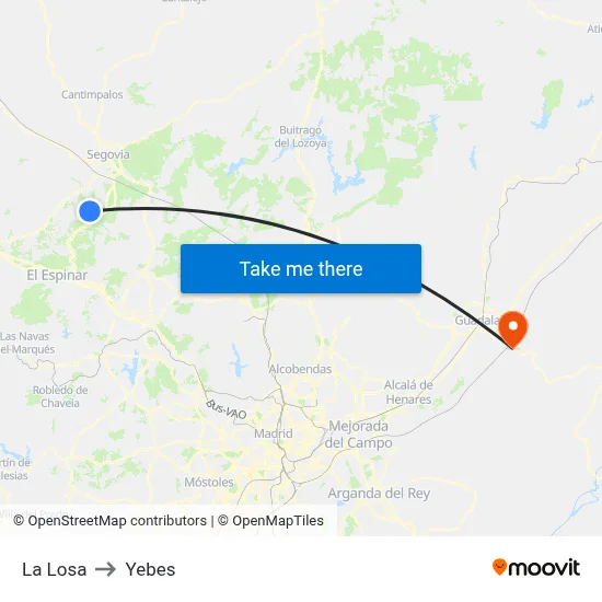 La Losa to Yebes map
