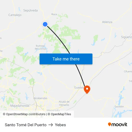 Santo Tomé Del Puerto to Yebes map