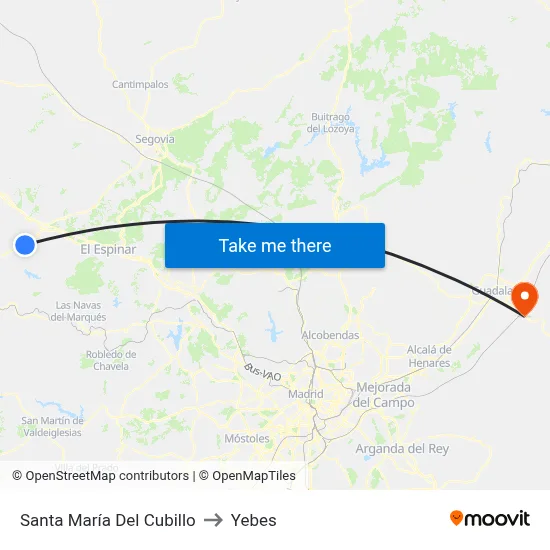 Santa María Del Cubillo to Yebes map