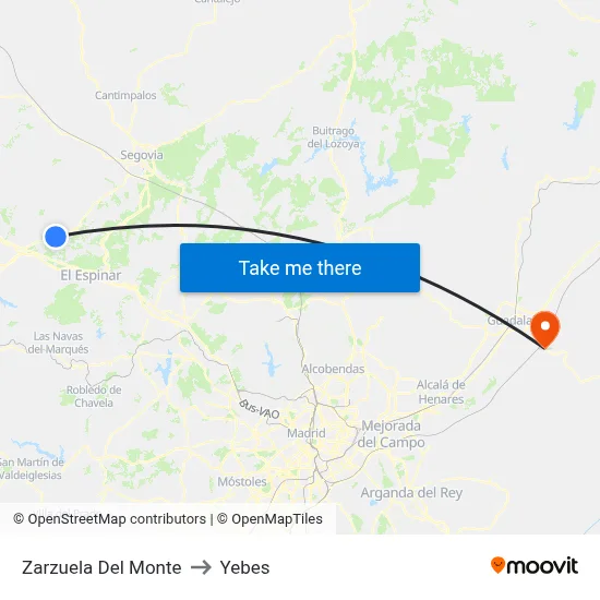 Zarzuela Del Monte to Yebes map