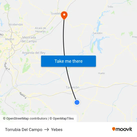 Torrubia Del Campo to Yebes map