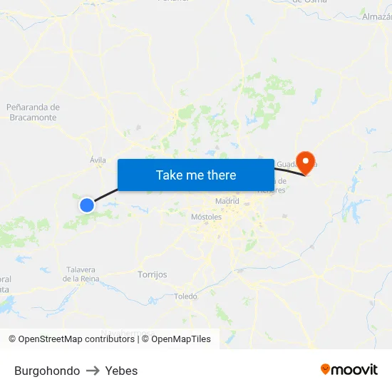 Burgohondo to Yebes map