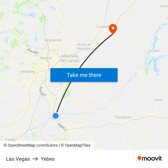 Las Vegas to Yebes map