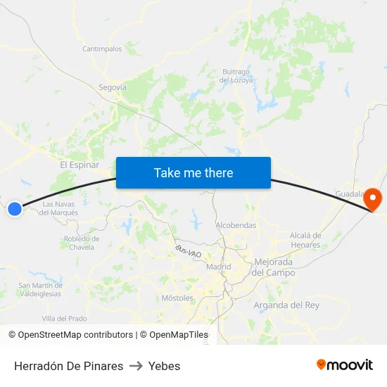 Herradón De Pinares to Yebes map