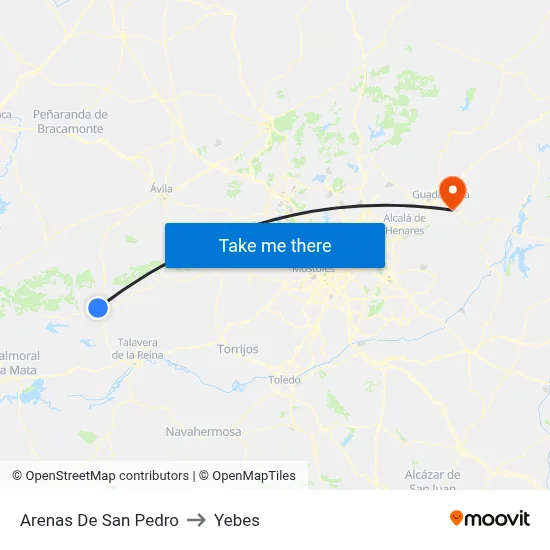 Arenas De San Pedro to Yebes map