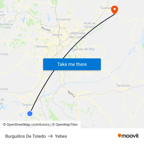 Burguillos De Toledo to Yebes map