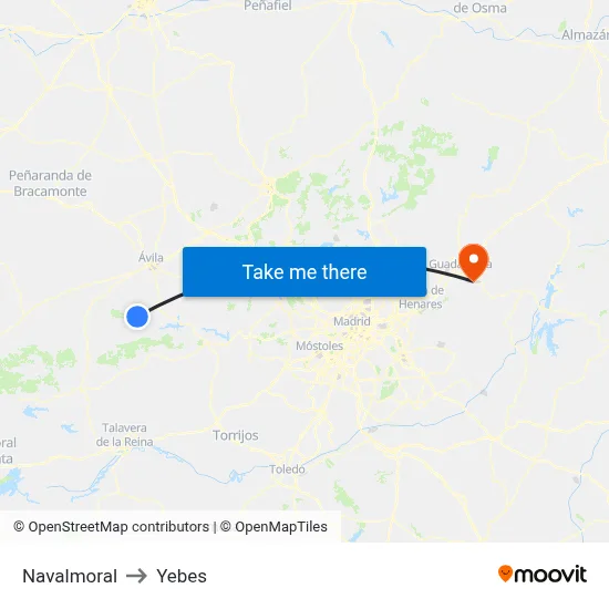 Navalmoral to Yebes map