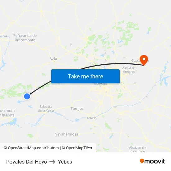 Poyales Del Hoyo to Yebes map