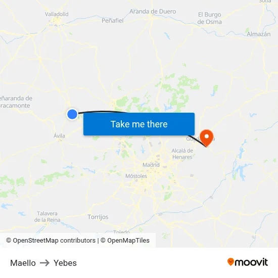 Maello to Yebes map