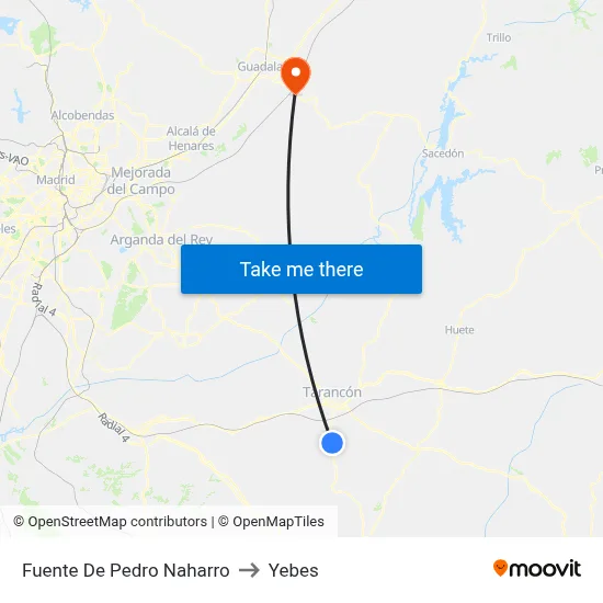 Fuente De Pedro Naharro to Yebes map