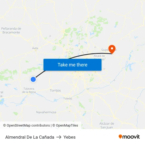 Almendral De La Cañada to Yebes map