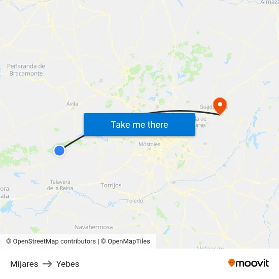 Mijares to Yebes map