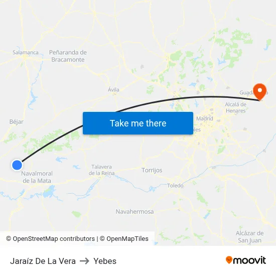 Jaraíz De La Vera to Yebes map