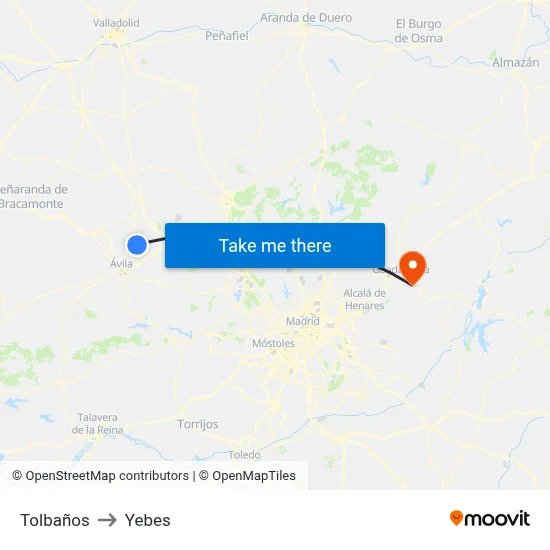 Tolbaños to Yebes map