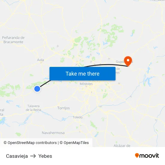 Casavieja to Yebes map