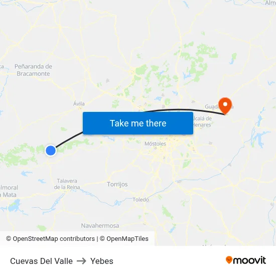 Cuevas Del Valle to Yebes map