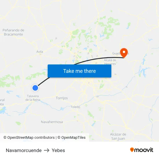 Navamorcuende to Yebes map