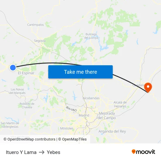 Ituero Y Lama to Yebes map
