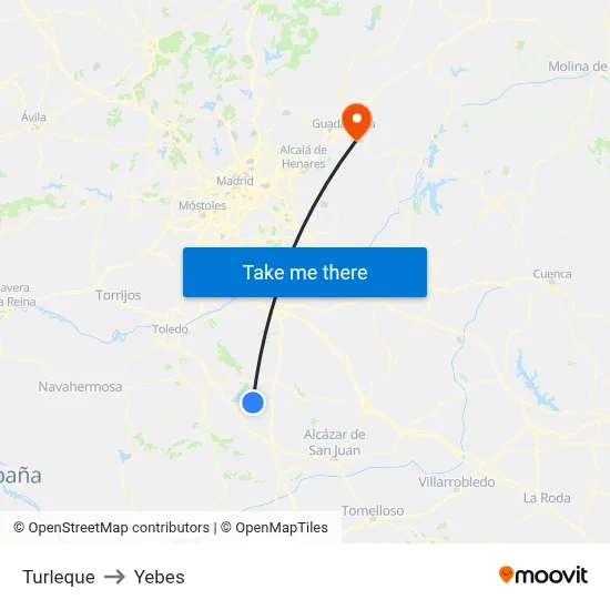 Turleque to Yebes map