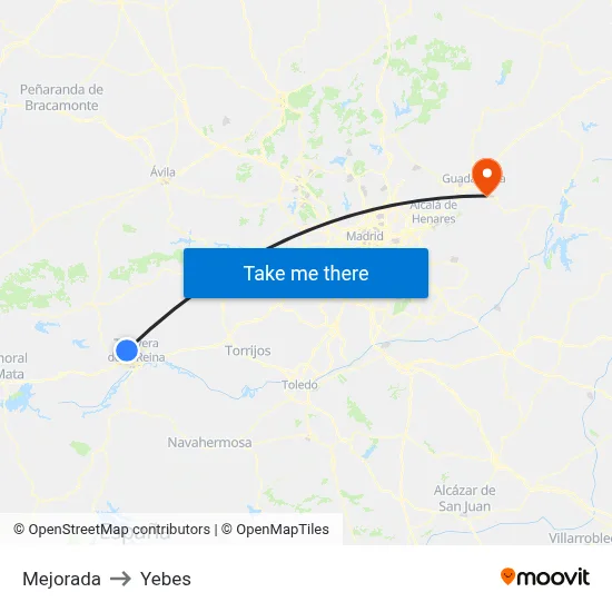 Mejorada to Yebes map