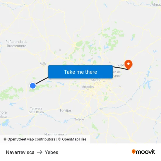 Navarrevisca to Yebes map