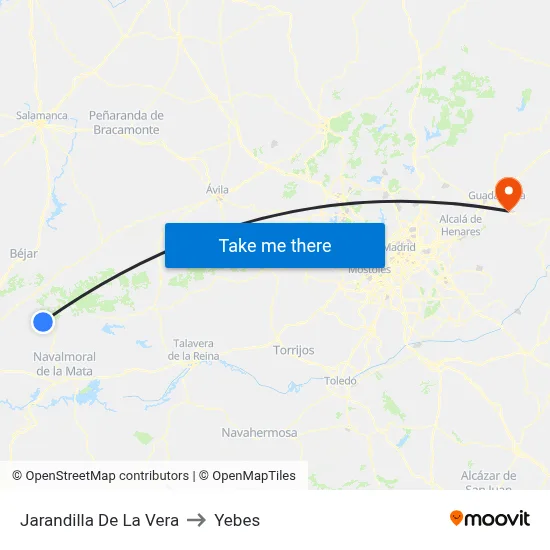 Jarandilla De La Vera to Yebes map