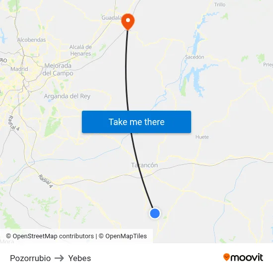 Pozorrubio to Yebes map