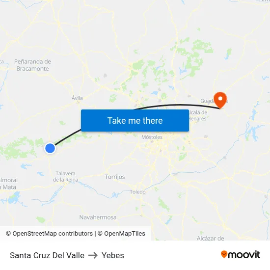 Santa Cruz Del Valle to Yebes map