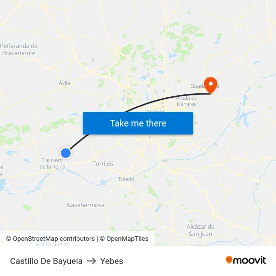 Castillo De Bayuela to Yebes map